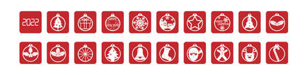 set of Christmas and New Year icons for design and decoration. Flat design.のイラスト素材
