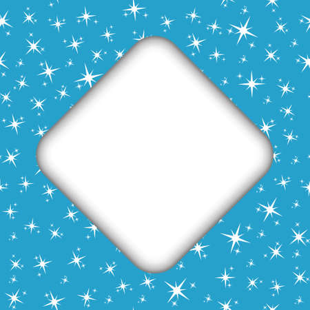 star background with a square in the center with a place for text, photos or illustrations for greetings, postcards, banners and creative designs. Flat styleのイラスト素材