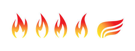set of colored fire icons. Vector image for logos, websites, applications and thematic design, flat styleのイラスト素材