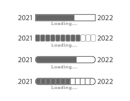 The new year is 2022. Download 2022. The loading bar. A collection of vector illustrations for design. Flat style.のイラスト素材