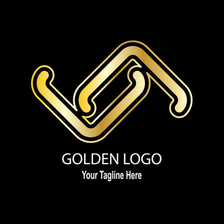 Abstract gold logo, brand or sticker for a business, company or stylization of identification signs. Flat design.のイラスト素材