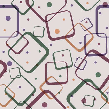 Seamless abstract pattern of colored contour intersecting squares. Vector illustration for textures,...