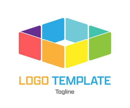 Colored squares. A template for a logo, sticker or brand of a business, company or corporation. Flat styleのイラスト素材