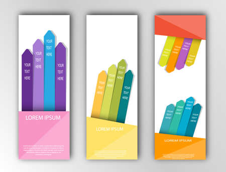 set of abstract templates for postcards, banners, greetings and creative design. Flat designのイラスト素材