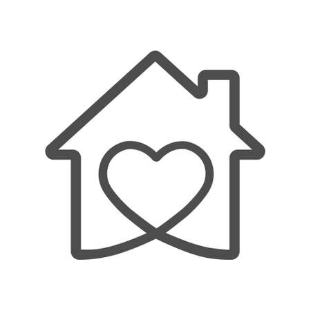 heart icon in the house. Vector illustration for websites and applications, for creative design. Flat style.のイラスト素材
