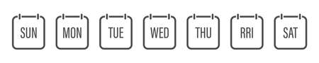 set of calendar icons with days of the week. A flip calendar with the names of the days of the week. Flat style.のイラスト素材