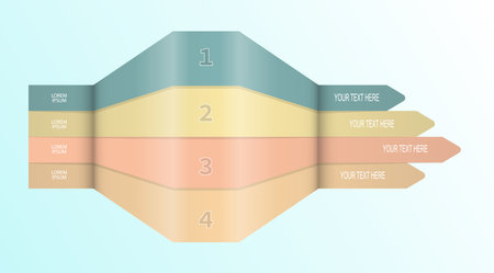 Arrows of infographics. Colored arrows of different lengths for visualizing progress, strategy plan and business concept. Flat designのイラスト素材