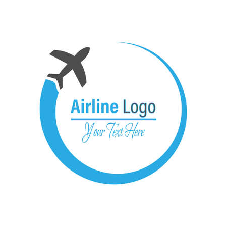 Circular airplane logo. A plane with a train. An icon for a logo, emblem or brand. Flat style.のイラスト素材