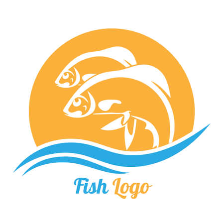 logo of a fish, fishing or fish restaurant. Flat style.のイラスト素材
