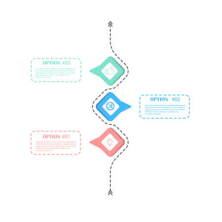 Infographic diagram of the process. 3 steps of options to achieve success. Vector scalable template in a flat style.のイラスト素材