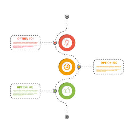 Infographic diagram of the process. 3 steps of options to achieve success. Vector scalable template in a flat style.のイラスト素材
