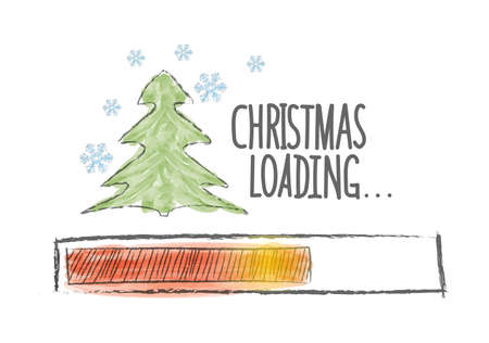 Loading Christmas. The load progress indicator is Christmas. Vector illustration drawn by hand. Flat style.のイラスト素材