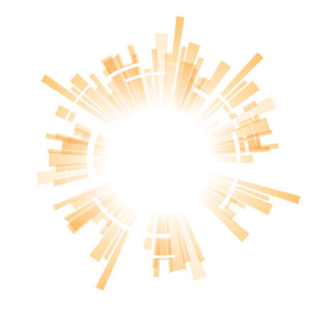 Virtual technologies. A technological orange circle with a space in the center for a message or information. Flat design.のイラスト素材