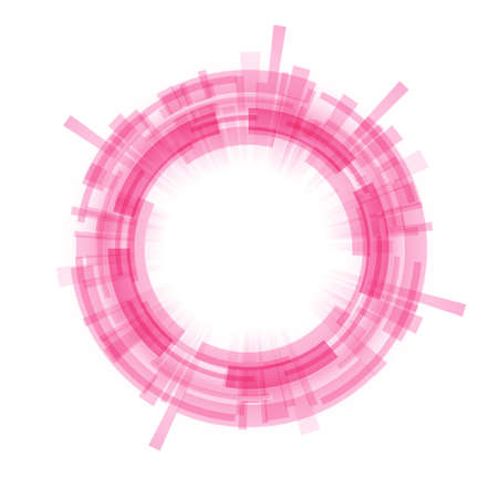 Virtual technologies. A technological pink circle with a space in the center for a message or information. Flat design.のイラスト素材