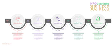 Infographics with pictograms. Template of 5 stages of business, training, marketing or financial success. Vector illustrationのイラスト素材