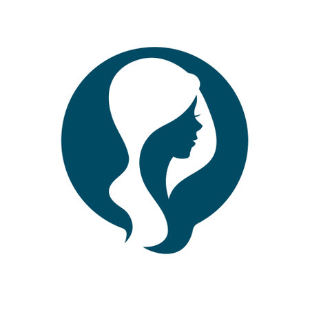 Female silhouette. An icon for a logo, brand, or sticker. An icon for a website or application. Flat style.のイラスト素材