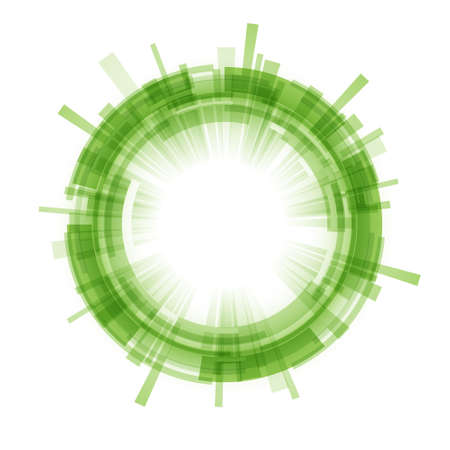 Virtual technologies. A technological green circle with a space in the center for a message or information. Flat design.のイラスト素材