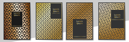 set of templates for covers, posters and banners. Gold pattern for postcards, presentations and leaflets. Vector illustrationのイラスト素材
