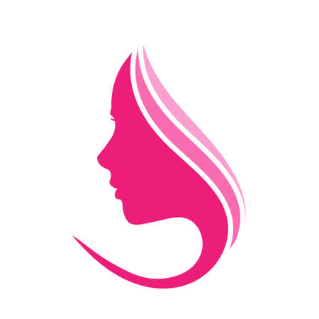 Female silhouette. An icon for a logo, brand, or sticker. An icon for a website or application. Flat style.のイラスト素材
