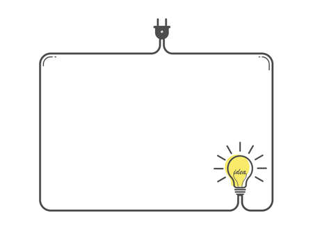 A frame with a light bulb and a place for text. Flat design.のイラスト素材