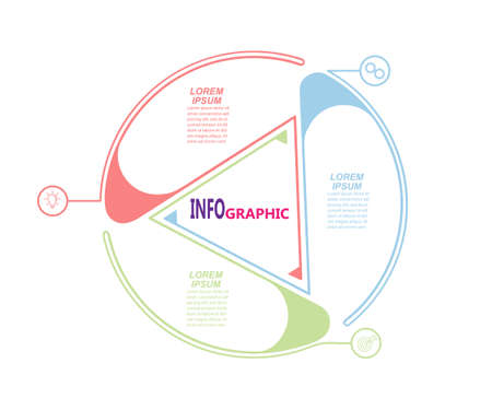Infographics with pictograms. Template of 3 stages of business, training, marketing or financial success. Vector illustrationのイラスト素材