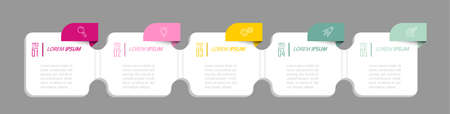 business infographics. 5 steps to achieve the result. Stages of development, workflow, marketing or plan. Business strategy icons. Diagram of the report, statistics and training.のイラスト素材