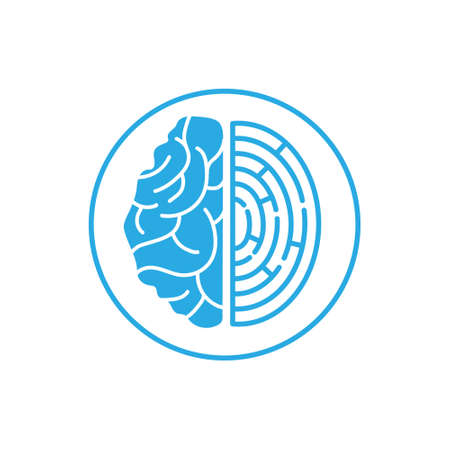 icon of the reality logo. Half of the brain and spirals. vector illustration.のイラスト素材