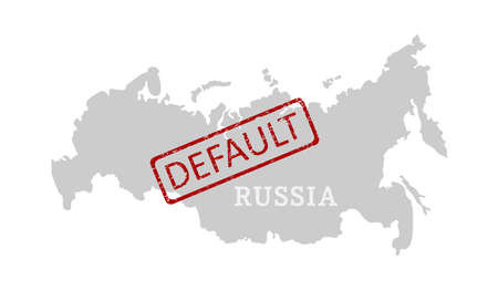 Contour conditional map of Russia and a stamp with the inscription DEFAULT.のイラスト素材