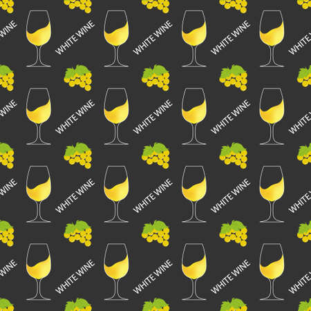 pattern with a glass of wine and a bunch of grapes. Illustration for texture, textiles and creative designのイラスト素材