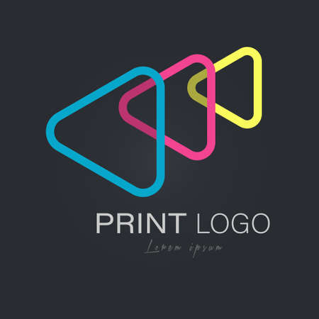 Abstract logo with intersecting colored triangles. Illustration for a logo, sticker or sticker. flat styleのイラスト素材