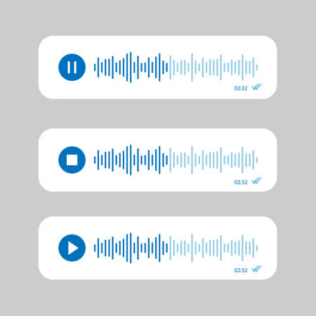 Voice message or audio track interface with controls. flat styleのイラスト素材