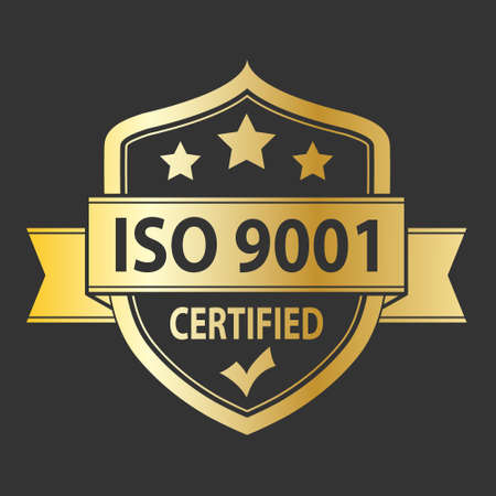 ISO 9001. The logo of standardization for websites, applications and thematic design. flat styleのイラスト素材