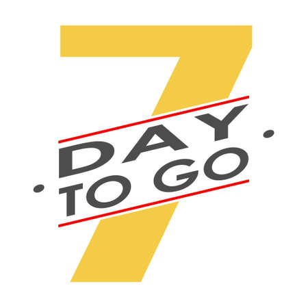 7 days to go. A stylized countdown icon or banner. Vector illustration for the start of a sale, presentation or promotion. flat styleのイラスト素材