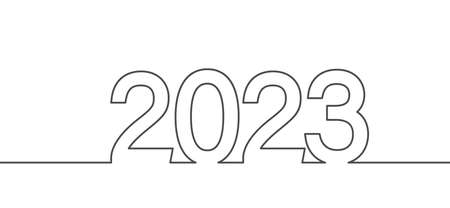 Happy New Year 2023. Linear inscriptions for New Year and Christmas greetings. Template for postcards, banners and creative designのイラスト素材