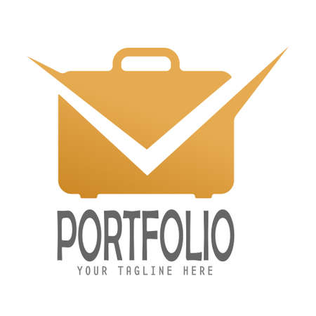 Portfolio. Logo, brand, or sticker template for websites, apps, and theme design. flat styleのイラスト素材