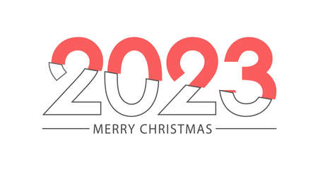 Happy New Year 2023. Stylized inscription for New Year and Christmas greetings. template for...
