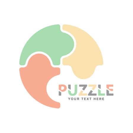 Puzzle. Vector template for logo, brand, label or sticker. flat styleのイラスト素材