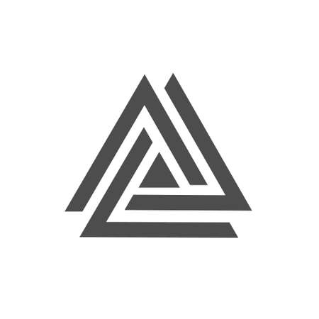 interlacing triangles. A template for a logo, emblem or sticker of wide application. flat style