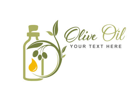 olive oil. Template for a logo, emblem, label or sticker. flat styleのイラスト素材