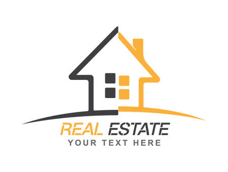 real estate. company logo template. Vector icon of construction, repair, rental, sale and rental of housing. flat styleのイラスト素材
