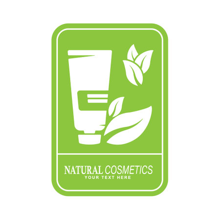 natural cosmetics. Template for a logo, emblem, label or sticker. flat styleのイラスト素材