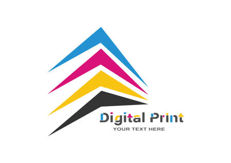 Digital printing or photo printing. Vector template of a logo, sticker or sticker for creative design and thematic design. flat styleのイラスト素材