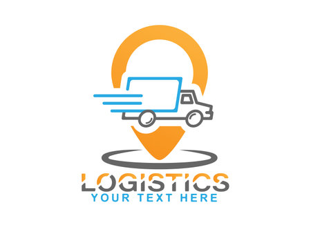 Logistics. Vector logo, logo or sticker of a transport company or delivery service, for websites, applications and creative ideas. flat styleのイラスト素材