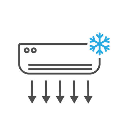 conditioner. A device for cooling and heating indoor air. The template of the icon, sign and pictogram. Empty outline, flat styleのイラスト素材