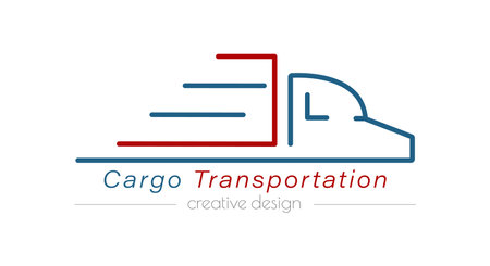 Cargo transportation. Template for a logo, sticker, logo or brand. Illustration for websites, applications and creative ideas. flat styleのイラスト素材