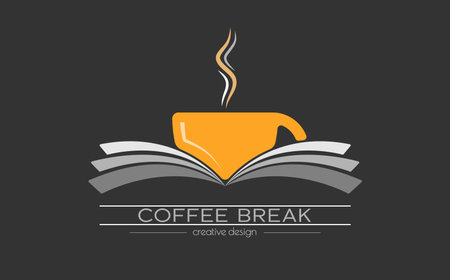A cup of hot invigorating coffee or tea. An illustration template for a menu, logo, sticker, brand or label. Icon for websites and applications. flat styleのイラスト素材