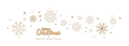 Happy New Year and Merry Christmas. A template with a snowflake and snow for a holiday card, banner, poster or invitation. A design idea for creative designのイラスト素材
