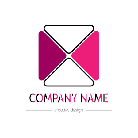 square and triangle. Geometric template for a logo, sticker, logo or brand. Illustration for websites, applications and creative ideas. flat styleのイラスト素材