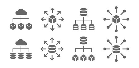 A set of vector icons for storing data. flat style.のイラスト素材