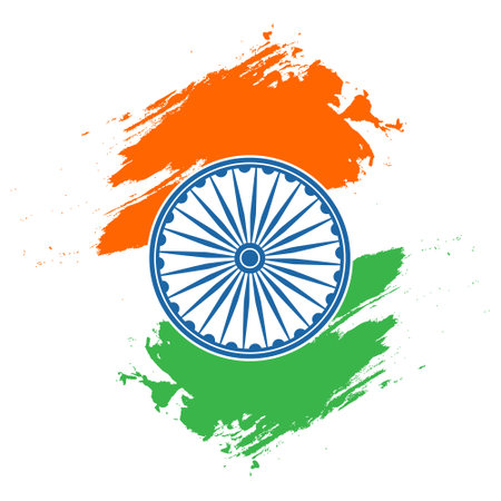 Indian tricolor flag background for Independence day. Website banner and greeting card design templateのイラスト素材